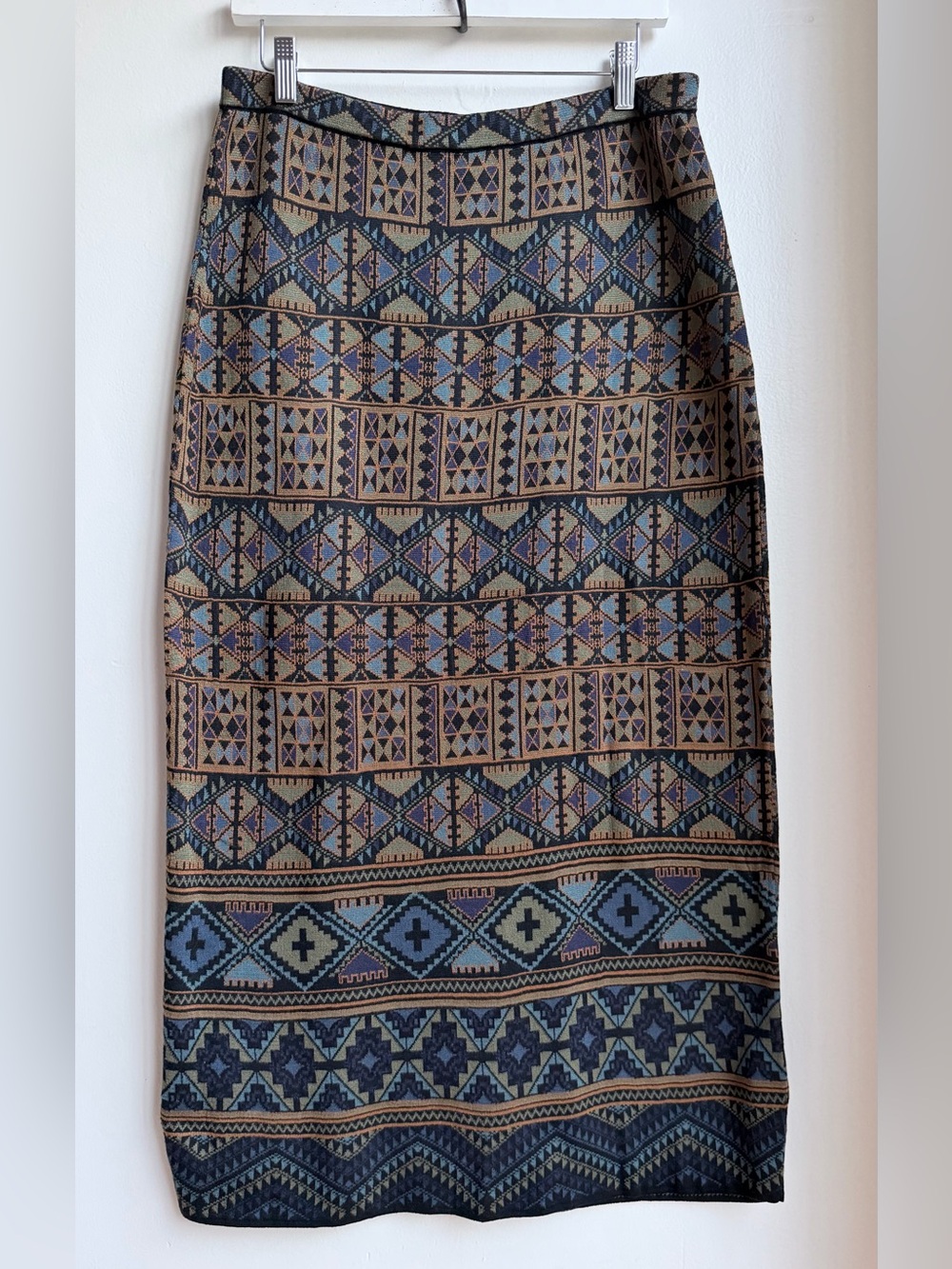 Peruvian Connection 100% Pima Cotton Geometric Jacquard Midi Skirt - Size L